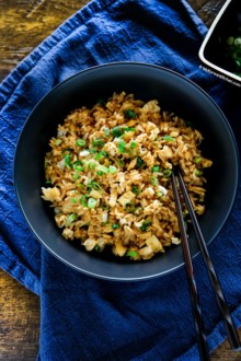 Egg fried rice in a bowl