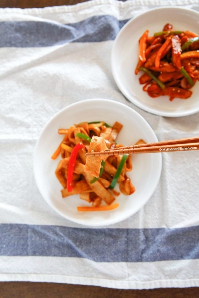 A popular Korean banchan - Korean fish cake side dish | MyKoreanKitchen.com