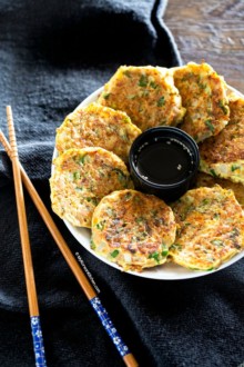 Tuna pancakes served on a plate