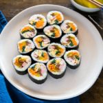 Korean kimbap photo from side angle