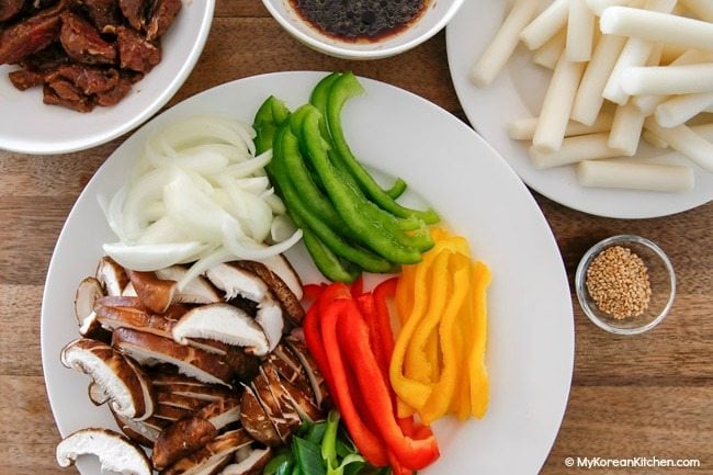 Gungjung Tteokbokki (Korean Royal Court Rice Cakes) Ingredients | MyKoreanKitchen.com