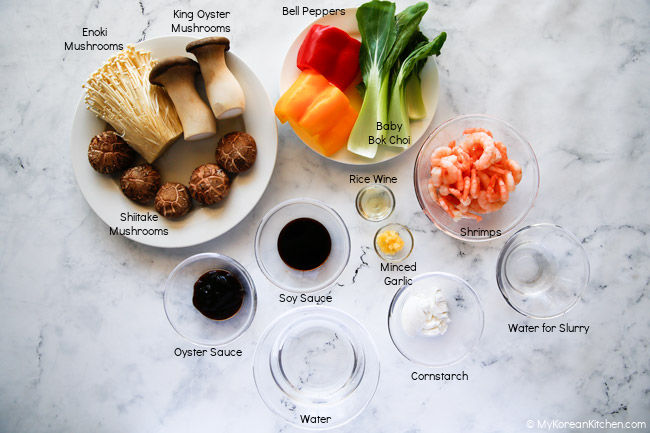 Photo of ingredients with their names labeled nearby.