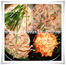 cooking buchimgae on the pan