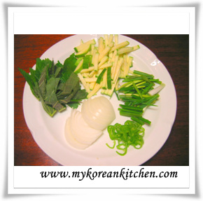 Gochujang pancake vegetable ingredients
