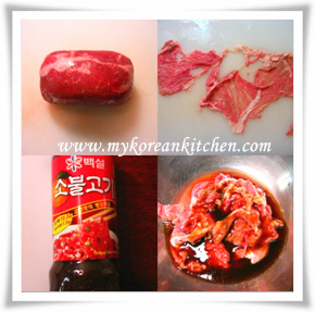 Marinating beef