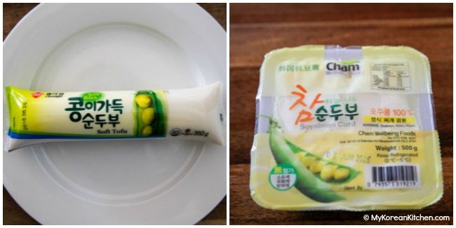 Different types of Sundubu (Korean soft tofu)