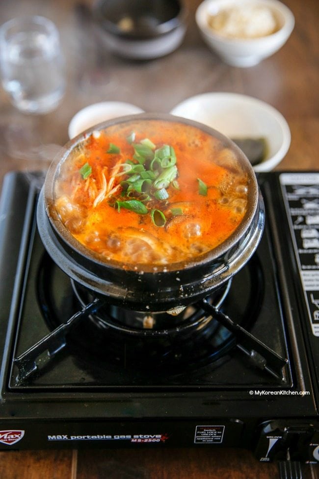 Sundubu Jjigae (Korean spicy soft tofu stew) | MyKoreanKitchen.com