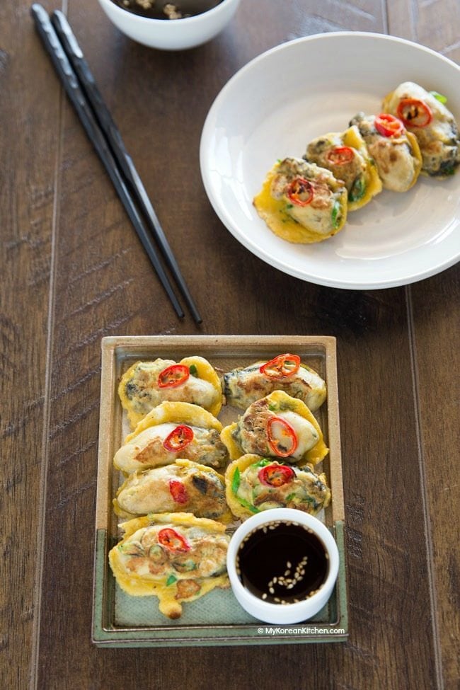 Korean Style Oyster Pancakes | MyKoreanKitchen.com