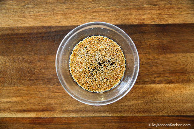 Perilla oil dressing in a small bowl