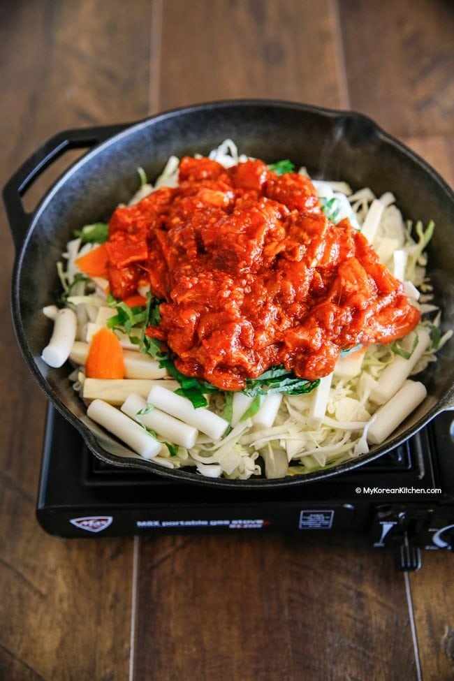 Dak Galbi (Korean spicy chicken stir fry) | MyKoreanKitchen.com