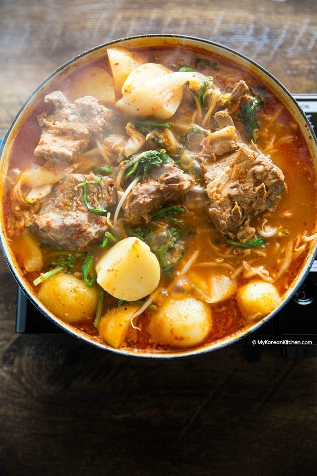 Pork Neck Bone Soup (Gamjatang) | MyKoreanKitchen.com