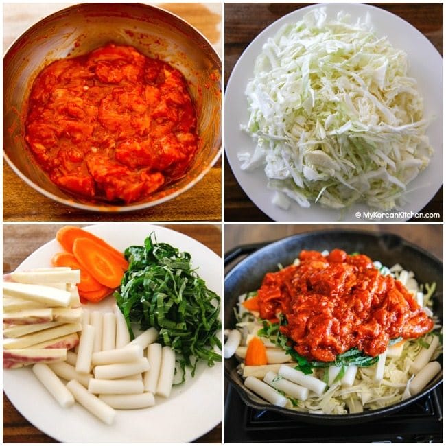 Dak Galbi (Korean spicy chicken stir fry) ingredients