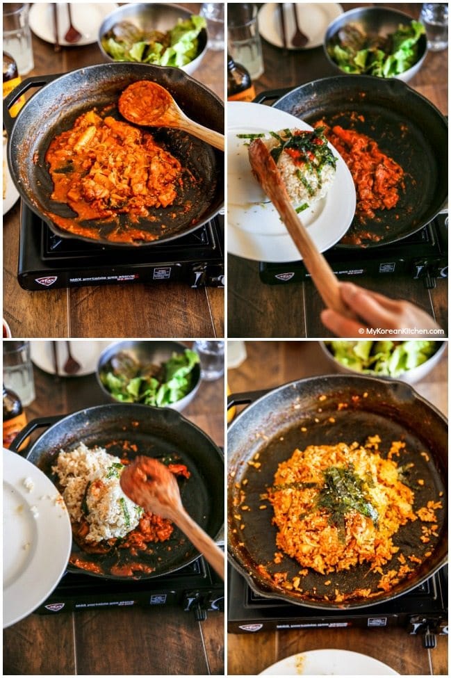 Making fried rice after having Dak Galbi (Korean spicy chicken stir fry) | MyKoreanKitchen.com