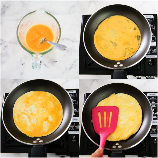 College photo of making an egg omelette