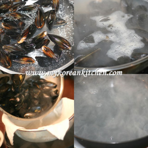 White Prawn and Mussle Stew (Saewoo Honghap Tang)prep