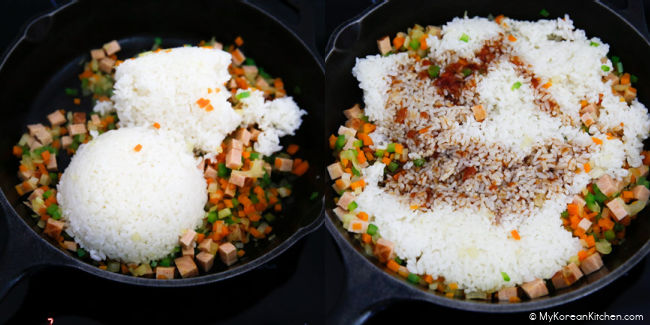 Cooking rice for omurice