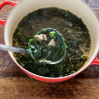 Seaweed soup in a pot