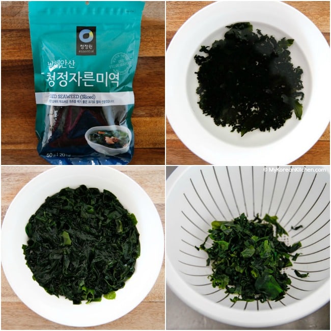 Prepare Korean seaweed for soup