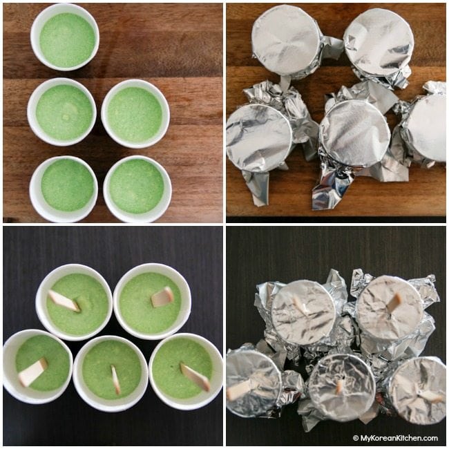 Melona ice pop mixture in mould