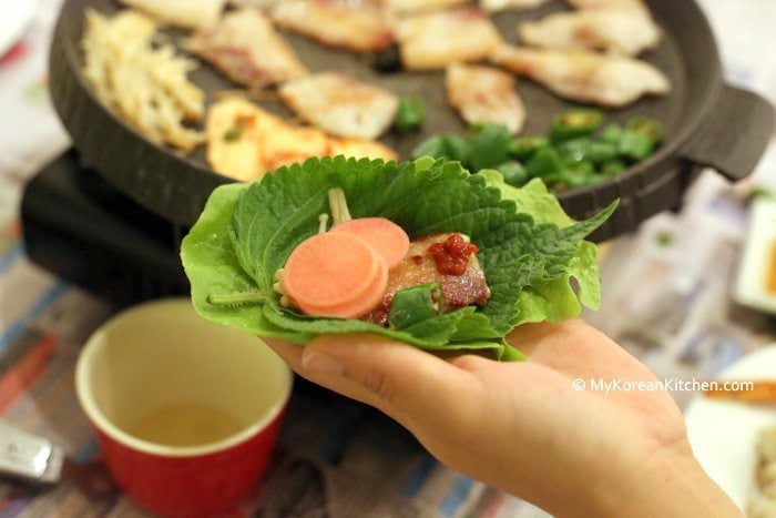 Samgyeopsal BBQ with Radish Pickles Samgyeopsal BBQ with Radish Pickles