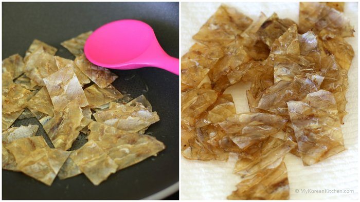 Step 4. Roast fish jerky and remove excess oil