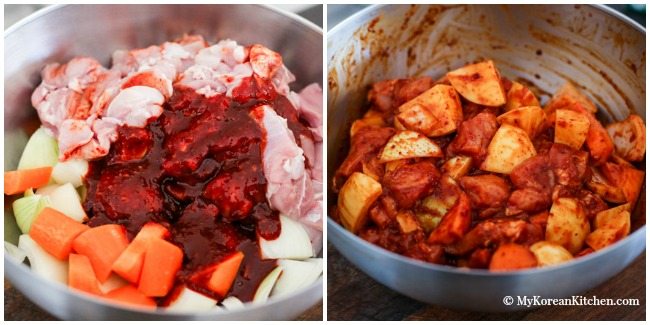 Slow Cooker Korean Spicy Braised Chicken and Potatoes (Dakdoritang) | MyKoreanKitchen.com