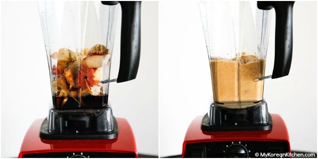 Blending bulgogi sauce in a blender