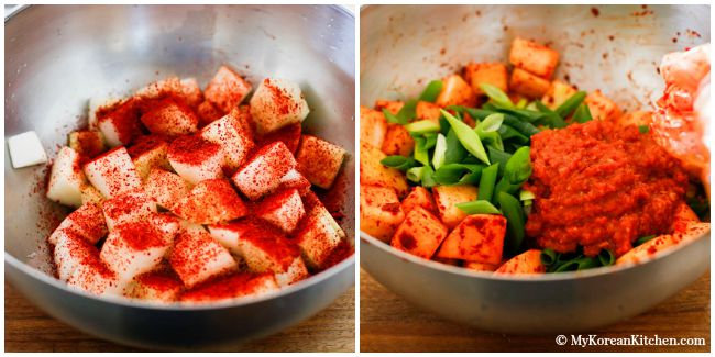 How to make authentic Korean cubed radish Kimchi (KKakdugi) | MyKoreanKitchen.com