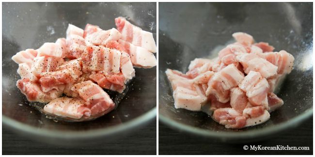 The classic Kimchi Jjigae (Kimchi stew) recipe with some fatty pork. When the fat from the pork melts into the soup, it becomes irresistibly delicious! | MyKoreanKitchen.com