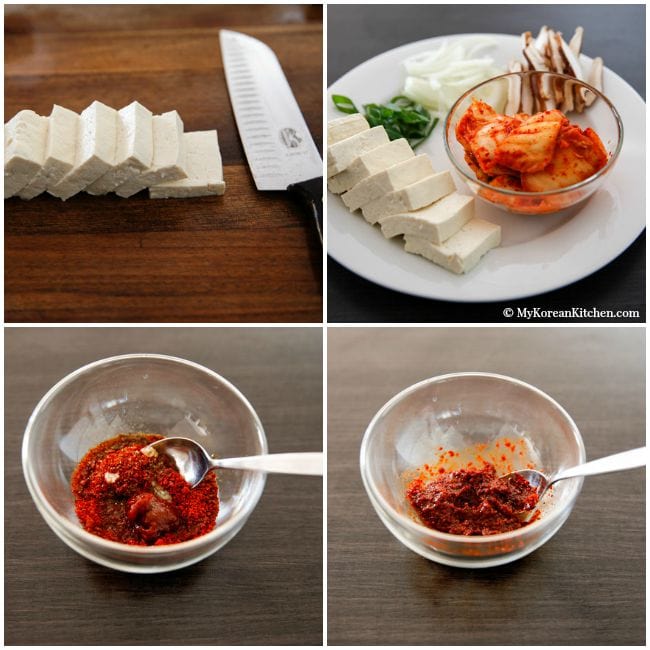 The classic Kimchi Jjigae (Kimchi stew) recipe with some fatty pork. When the fat from the pork melts into the soup, it becomes irresistibly delicious! | MyKoreanKitchen.com