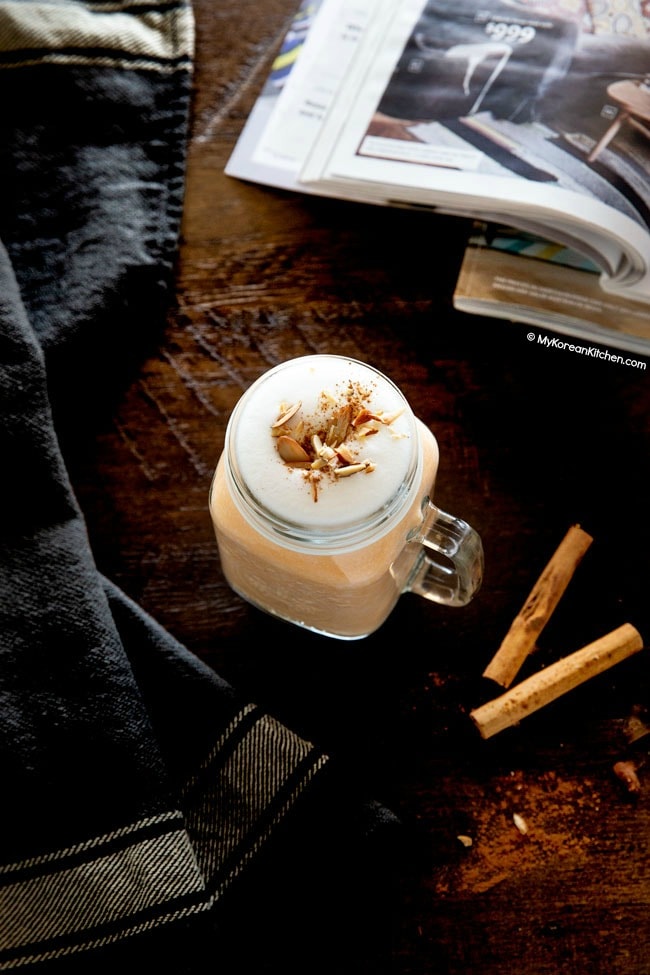 Sweet potato latte made with orange flesh sweet potato