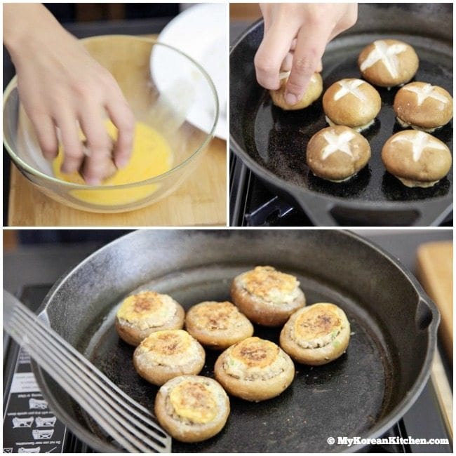 How to make Korean style stuffed shiitake mushrooms. It's filled with delicious and healthy protein! | MyKoreanKitchen.com