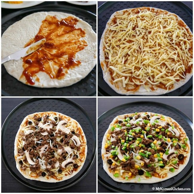 How to make Bulgogi pizza. This is a popular Korean fusion pizza in Korea. It's a great way to use up leftover Bulgogi. It's super delicious! | MyKoreanKitchen.com