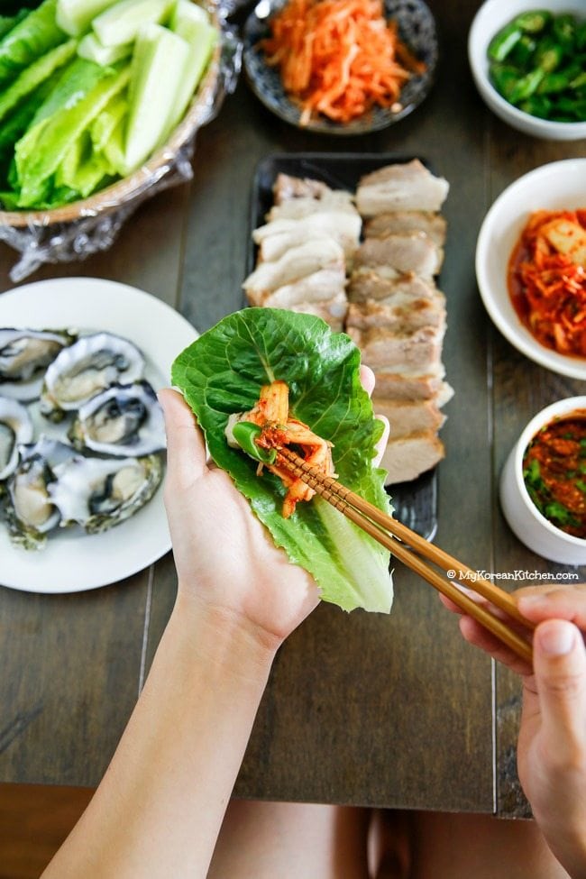 Apple Infused Korean Pork Wraps (Bossam) | MyKoreanKitchen.com