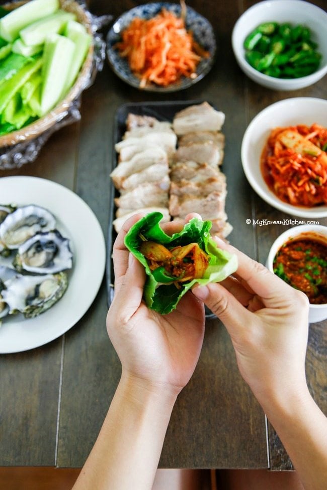 Apple Infused Korean Pork Wraps (Bossam) | MyKoreanKitchen.com