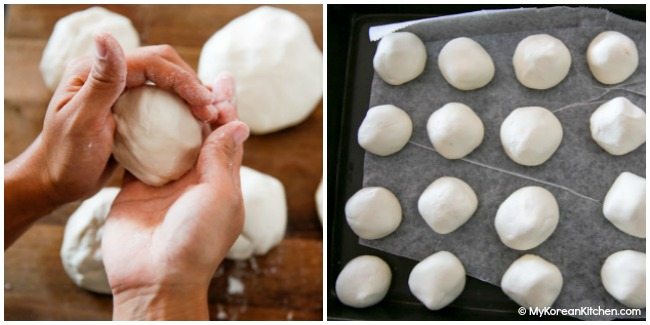 Nutella Stuffed Sweet Rice Flour Doughnut Holes - Making the doughnut holes 1