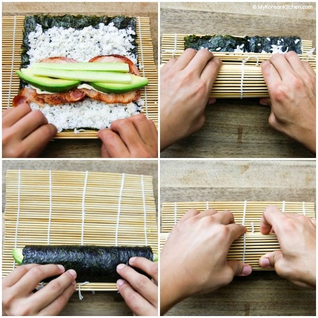 Bacon Avocado Cucumber Sushi Rolls