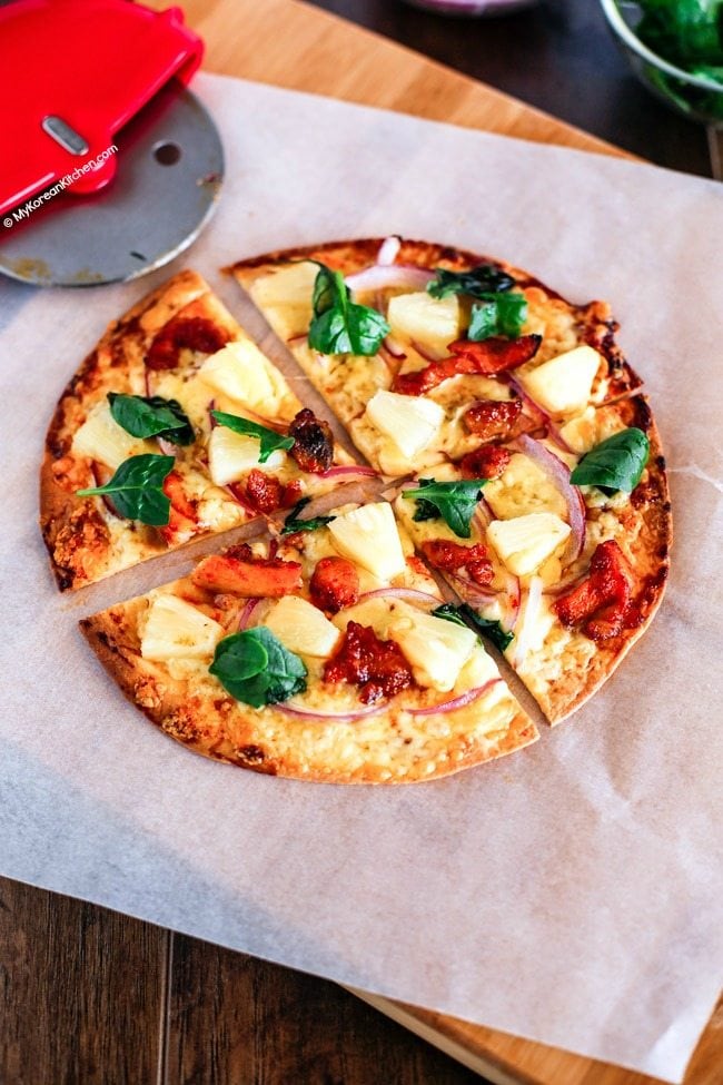 Spicy Korean BBQ Chicken Pizza Recipe | MyKoreanKitchen.com