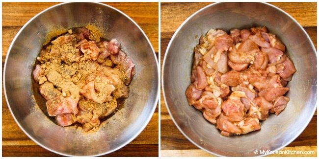 Korean style popcorn chicken - getting ready chicken