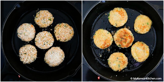 Pan frying tuna patties