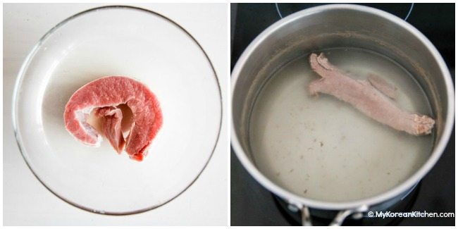 Making beef broth for Bibim Naengmyeon