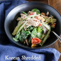 Korean Shredded Chicken Salad with Walnut Sesame Mayo Dressing | MyKoreanKitchen.com