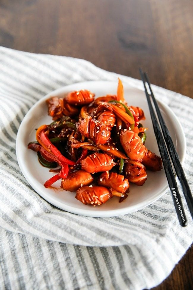 Korean Style Sausage Stir Fry | MyKoreanKitchen.com