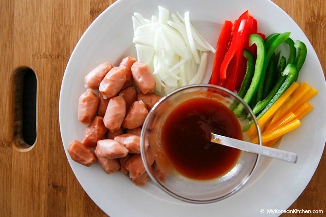 Ingredients for Korean Style Sausage Stir Fry