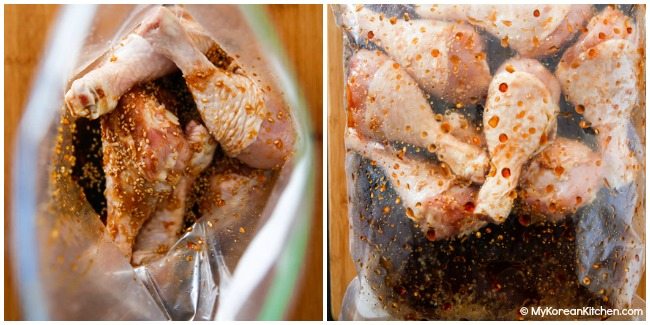 Marinating Honey Soy Chicken Drumsticks | MyKoreanKitchen.com