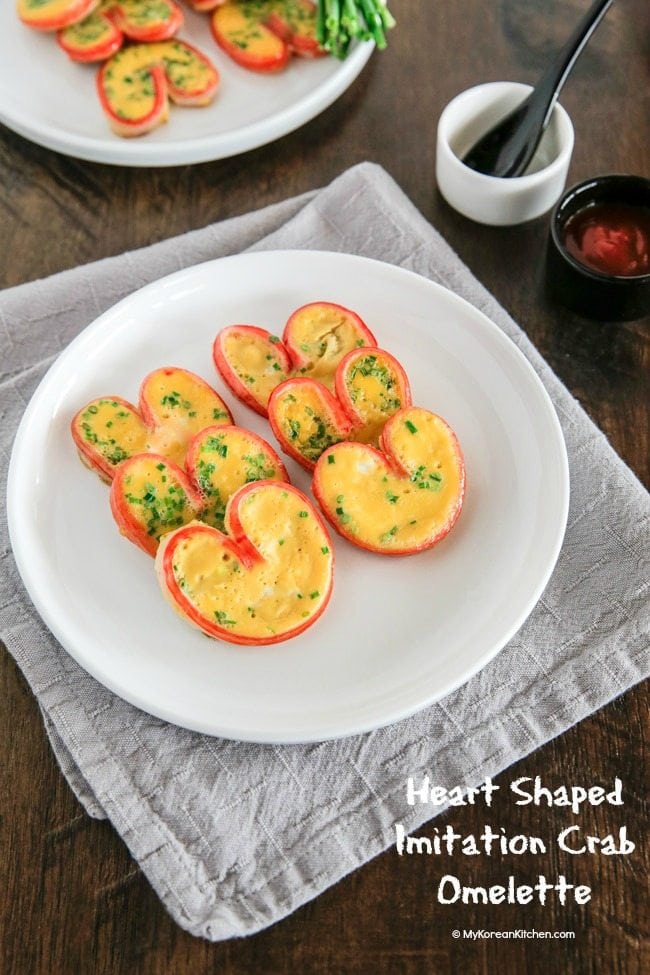 Heart Shaped Imitation Crab Omelette Recipe | MyKoreanKitchen.com