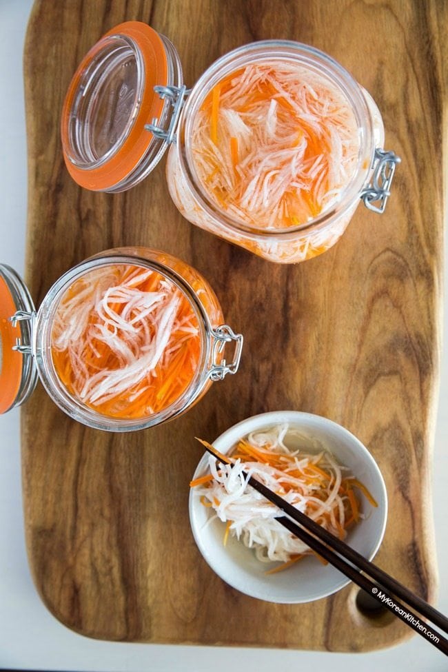 Quick pickled carrots and daikon radish | MyKoreanKitchen.com