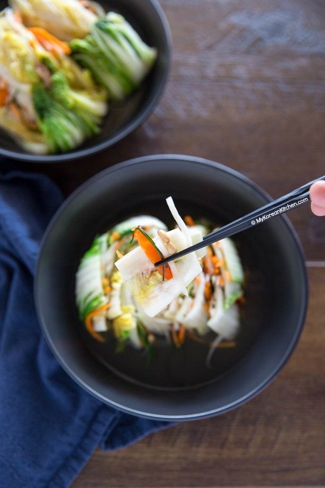 Non-spicy White Kimchi (Baek Kimchi) | MyKoreanKitchen.com