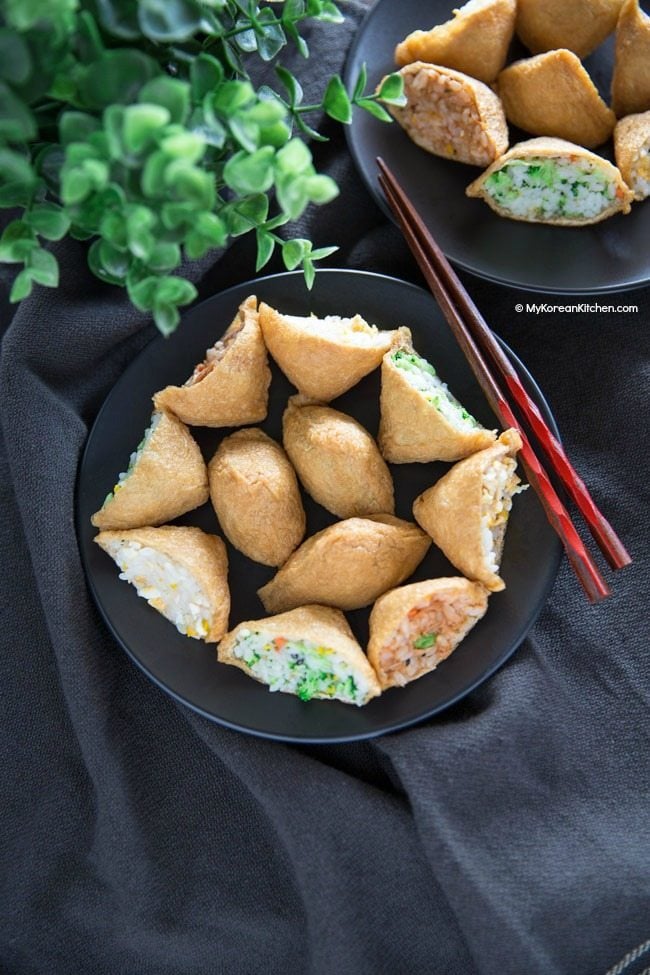 How to Make Yubuchobap / Yubu Chobap (Sweet and Vinegared Rice Stuffed in Fried Bean Curd Pockets) | MyKoreanKitchen.com
