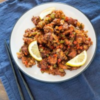 Spicy Garlic Fried Chicken (Kkanpunggi) | MyKoreanKitchen.com